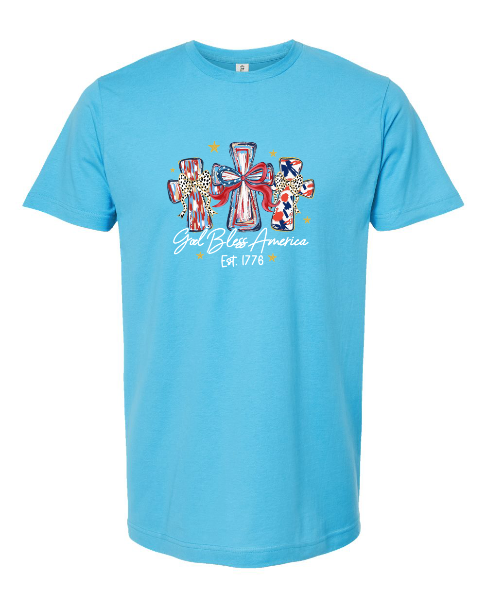 God Bless America Cross (Classic) Tee - Unisex Fine Jersey T-Shirt