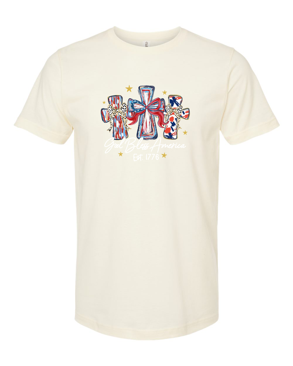 God Bless America Cross (Classic) Tee - Unisex Fine Jersey T-Shirt