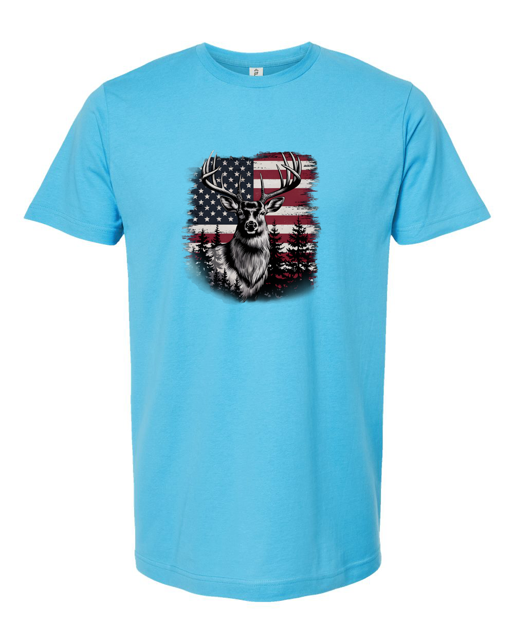 Deer Over Flag Tee - Unisex Fine Jersey T-Shirt