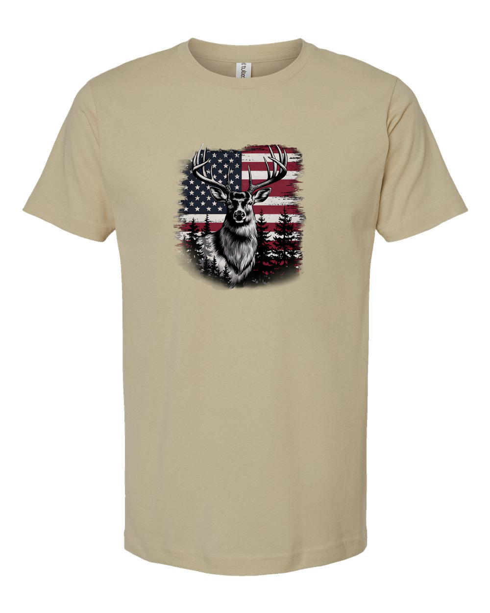 Deer Over Flag Tee - Unisex Fine Jersey T-Shirt