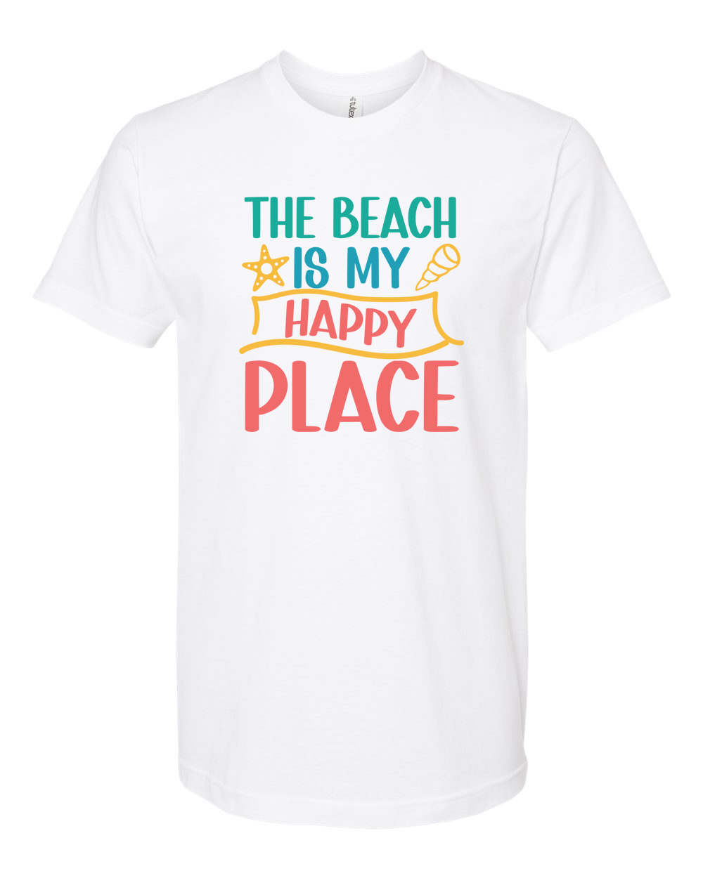 The Beach Is My Happy Place Tee - Unisex Fine Jersey T-Shirt