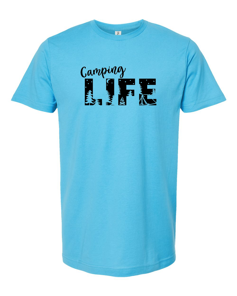 Camping Life Night Scene Typography