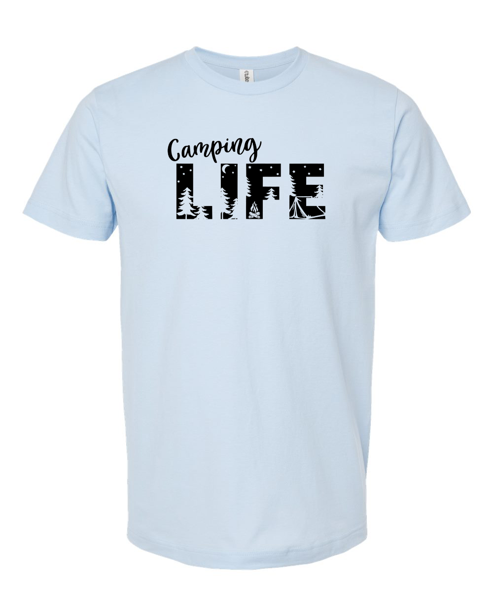 Camping Life Night Scene Typography