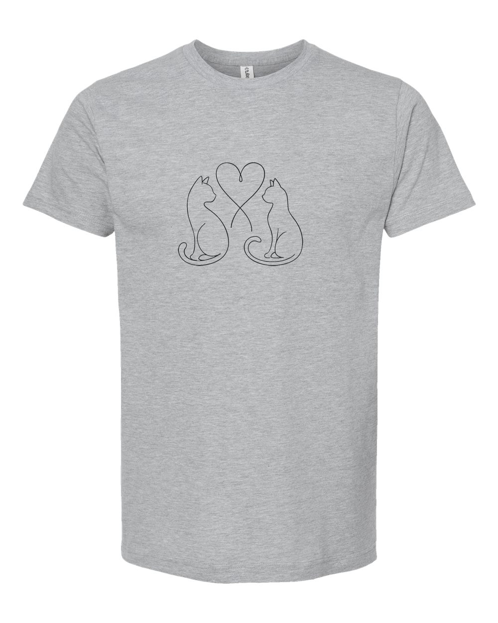 Line Art Cats Heart Tee - Unisex Fine Jersey T-Shirt