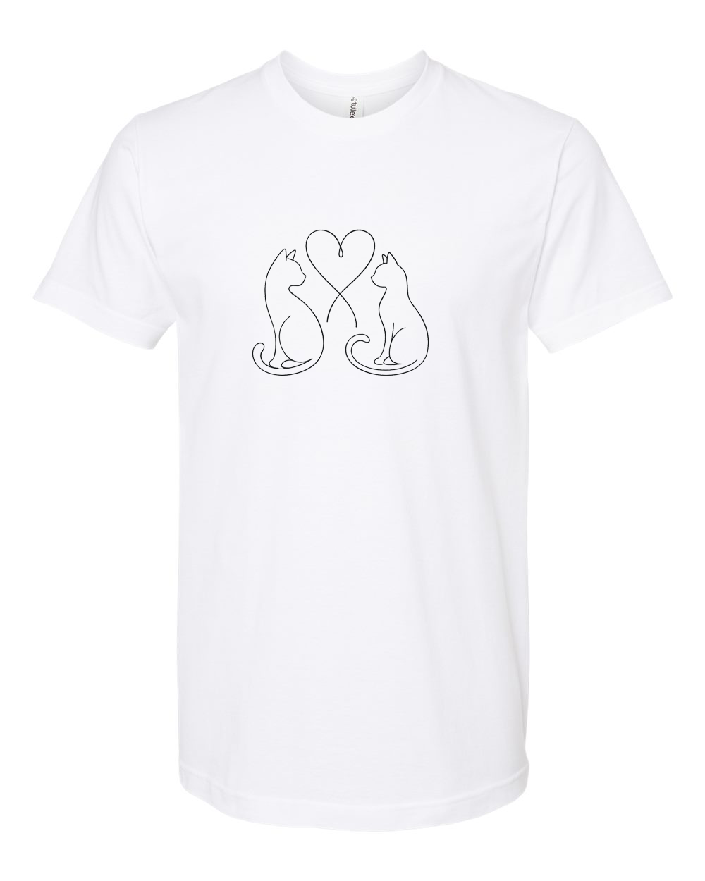 Line Art Cats Heart Tee - Unisex Fine Jersey T-Shirt