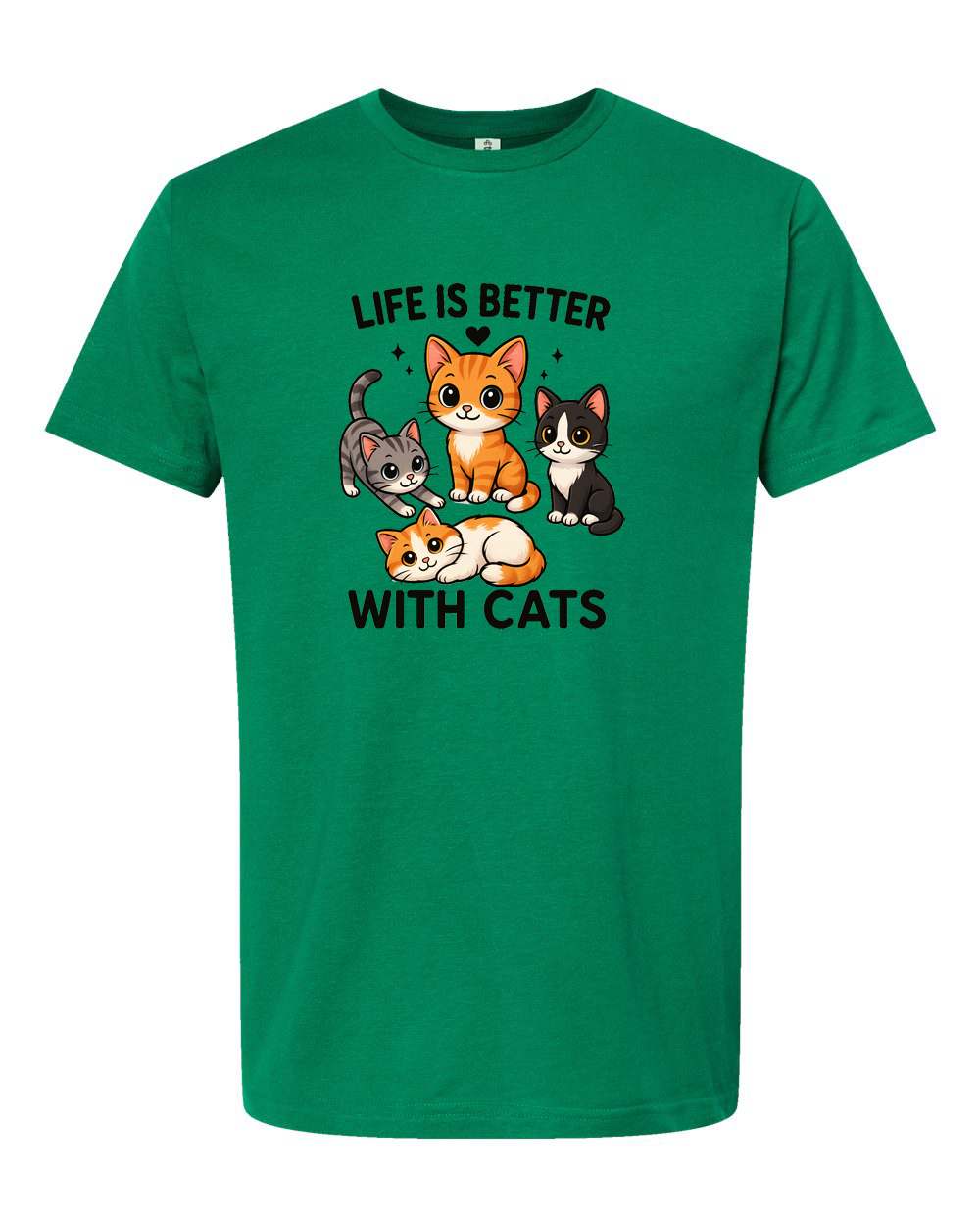 Life Is Better With Cats Tee - Unisex Fine Jersey T-Shirt