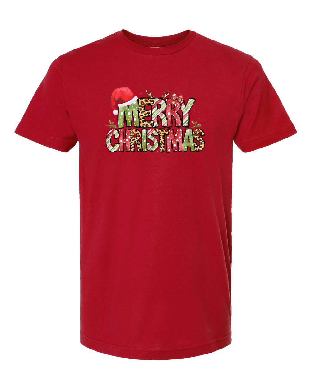 Merry Christmas Pattern Letter Tee