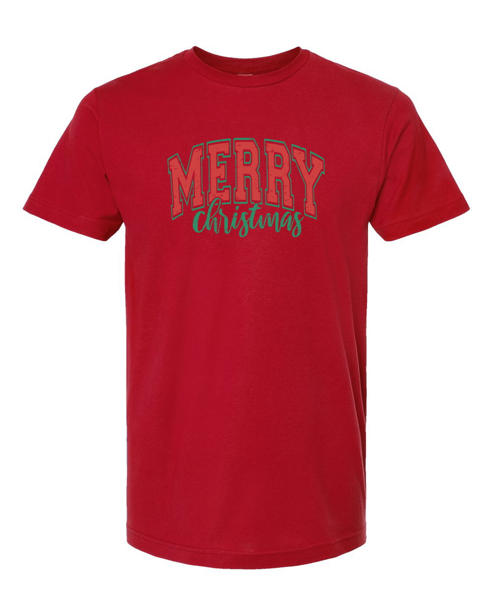 Pink Varsity Merry Christmas Holiday T‑Shirt