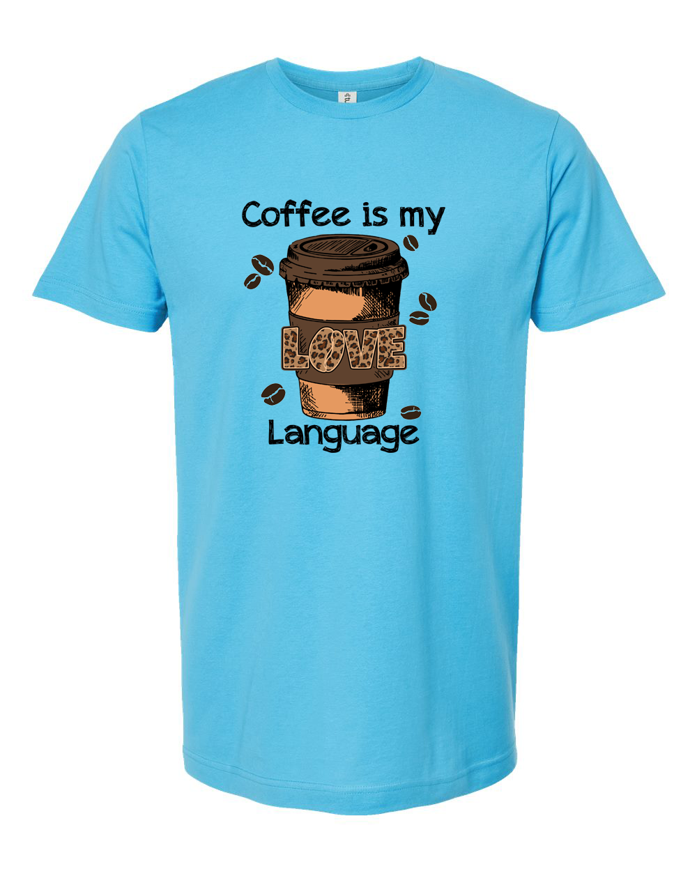 Love Coffee Leopard Print Coffee Cup Graphic Shirt