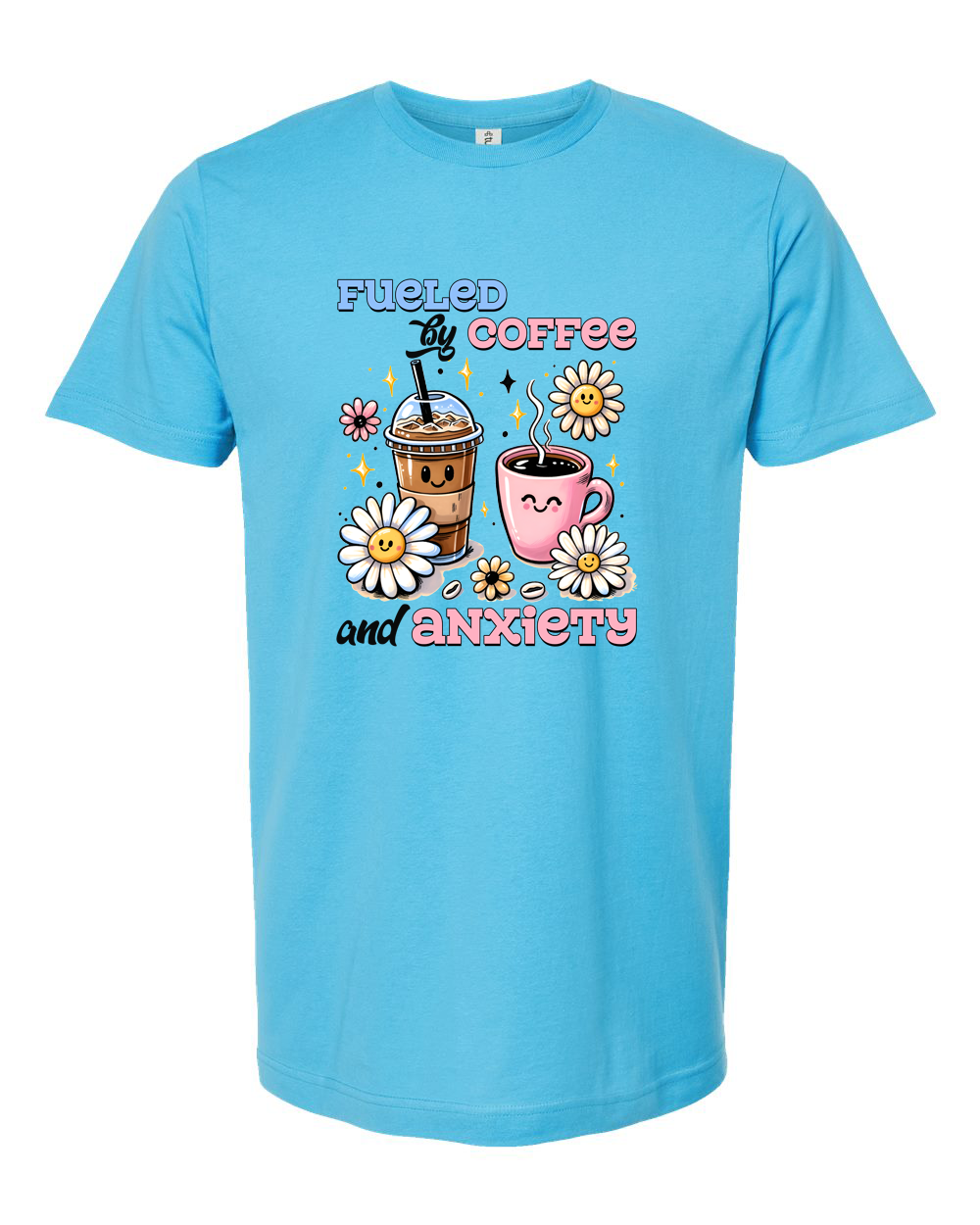 Fueled by Coffee and Anxiety Cute Funny Coffee Shirt