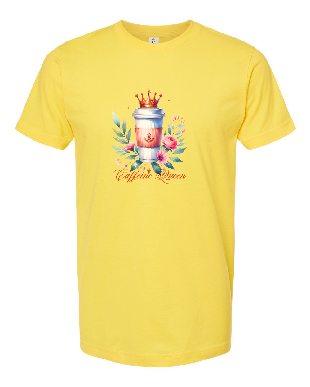 Caffeine Queen Floral Coffee Crown Graphic Shirt