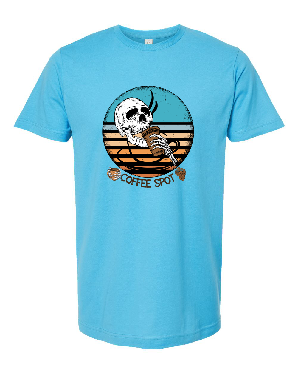 Coffee Spot Skeleton Drinking Coffee Retro Graphic Tee