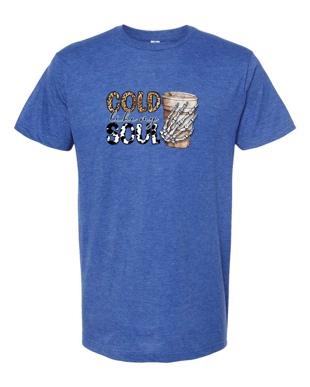 Cold Like My Soul Pattern Lettering Iced Coffee Graphic Tee