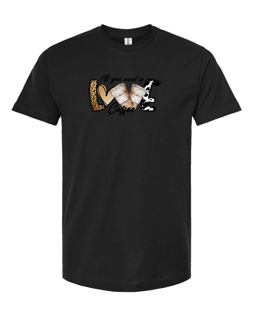 Love Coffee Leopard & Cow Print Coffee Lover Graphic Tee