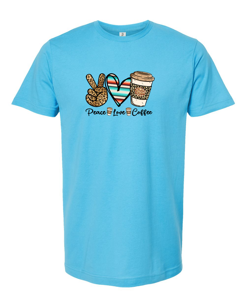 Peace Love Coffee Boho Leopard Serape Graphic Tee
