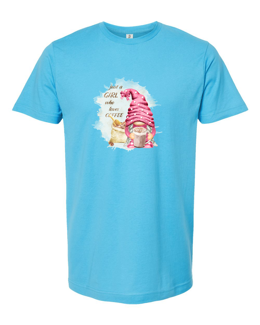 Just a Girl Who Loves Coffee Cute Gnome Coffee Graphic Tee