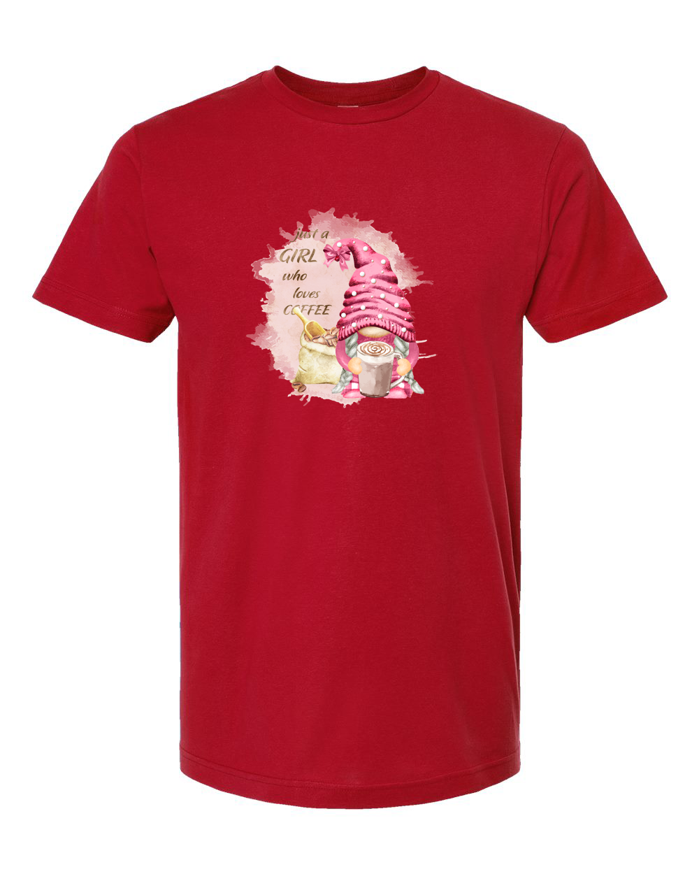 Just a Girl Who Loves Coffee Cute Gnome Coffee Graphic Tee