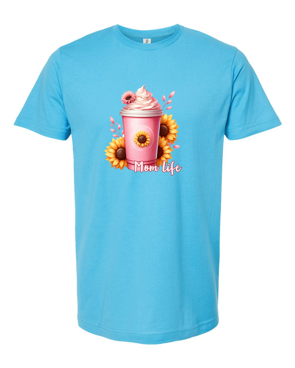Mom Life Pink Coffee Cup With Sunflowers Graphic Tee