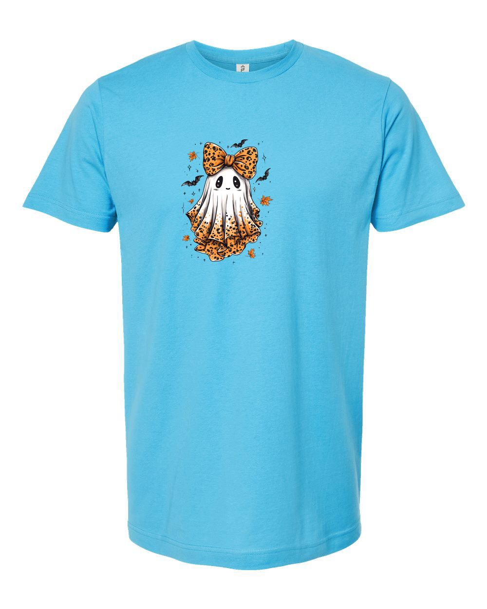 Ghost with Leopard Bow Cute Halloween Graphic Tee