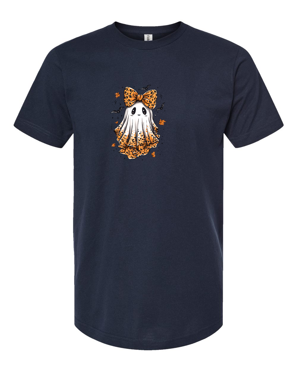 Ghost with Leopard Bow Cute Halloween Graphic Tee