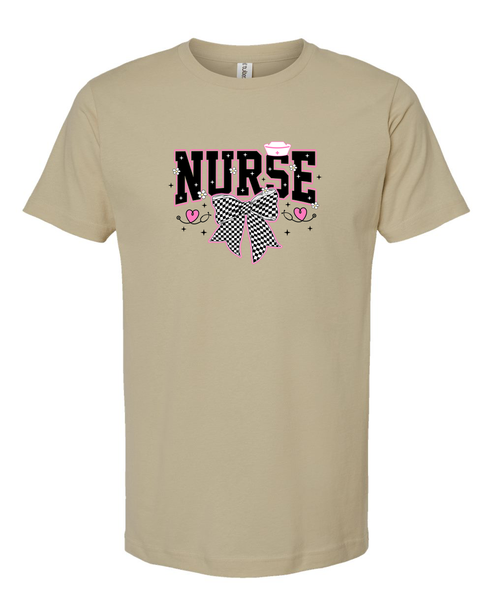 Pink Bow Nurse Lettering T-Shirt Design