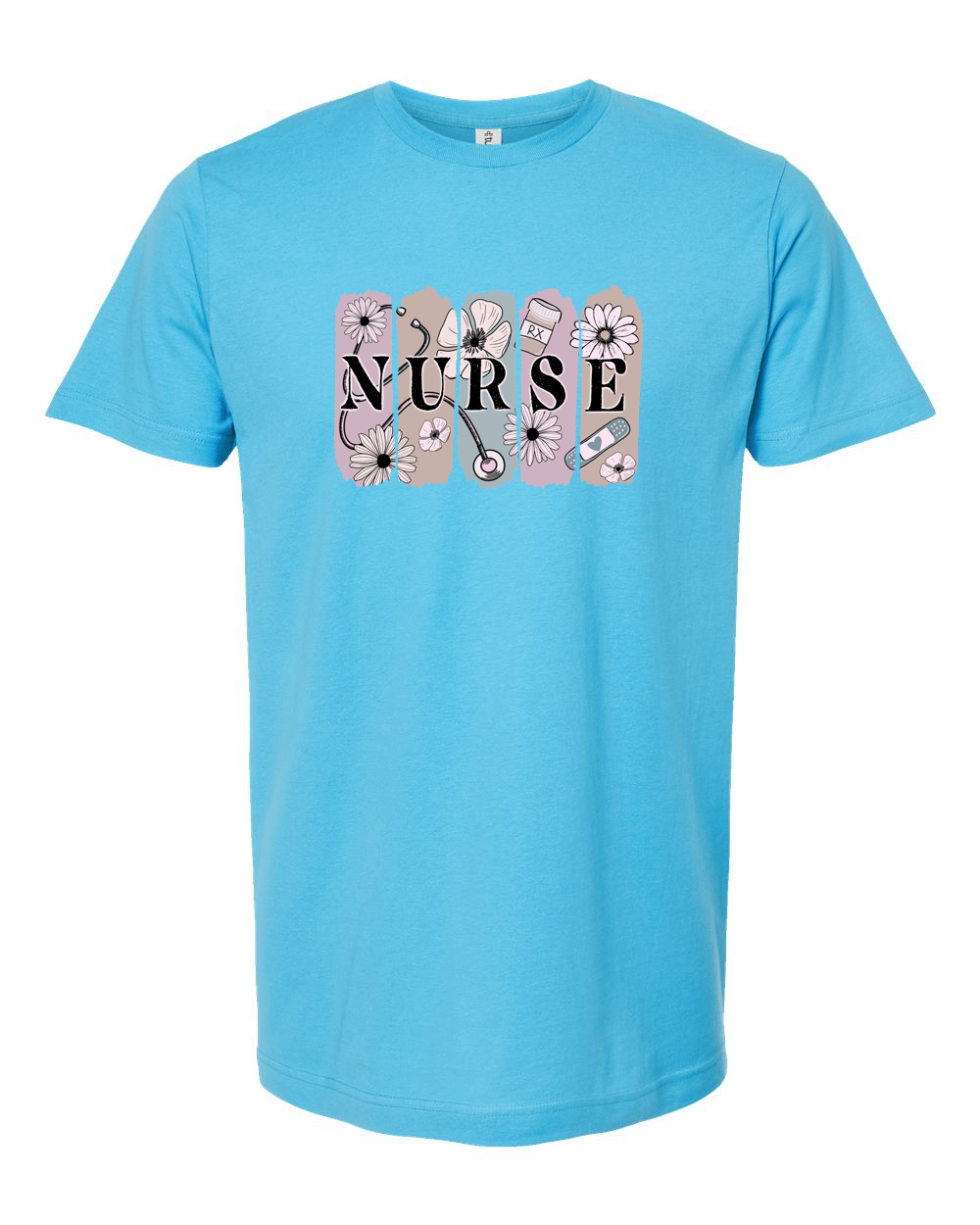 Floral Nurse Collage Panel T-Shirt Design