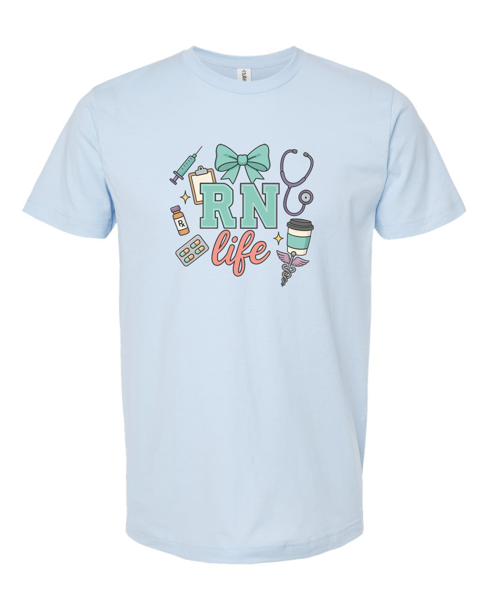RN Life Mint Bow Medical T-Shirt Design