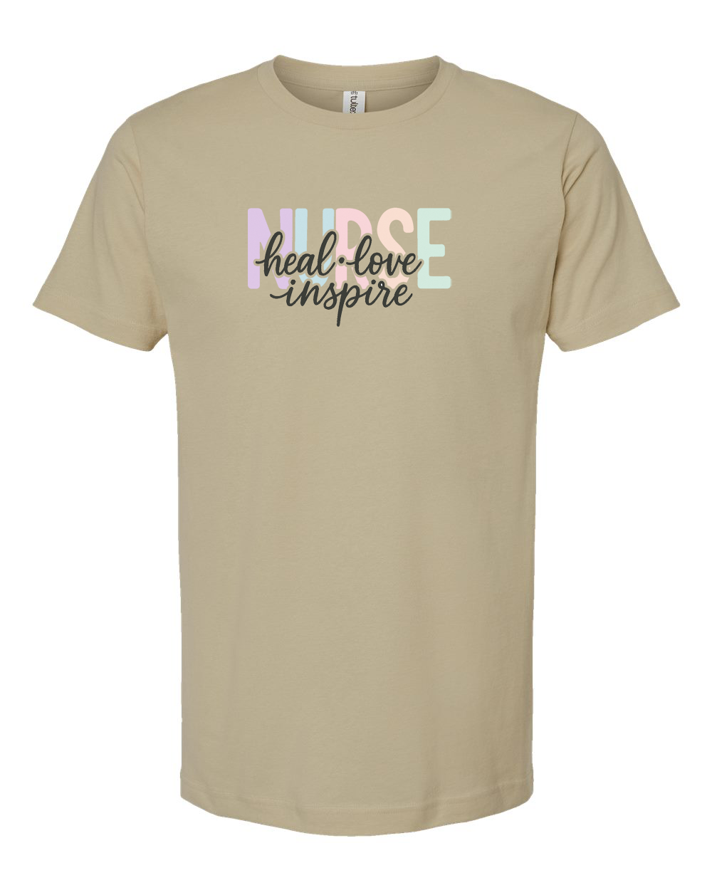 Heal Love Inspire Pastel Nurse T-Shirt Design