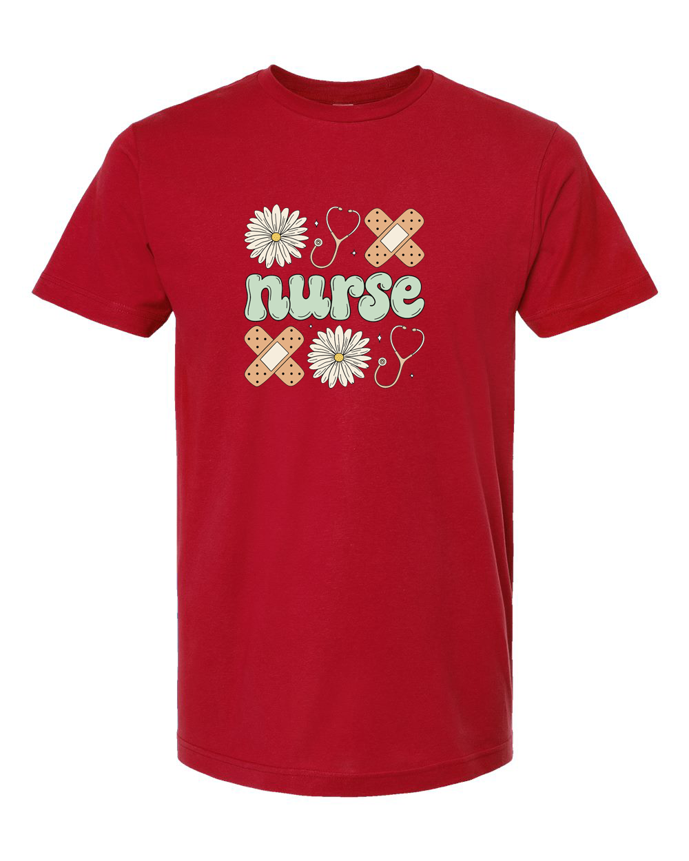 Boho Nurse Floral Bandage and Stethoscope T-Shirt Design