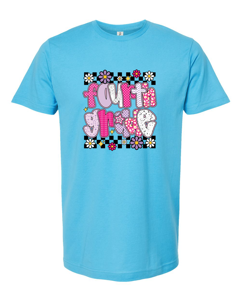 Fourth Grade Checkered Floral School Shirt