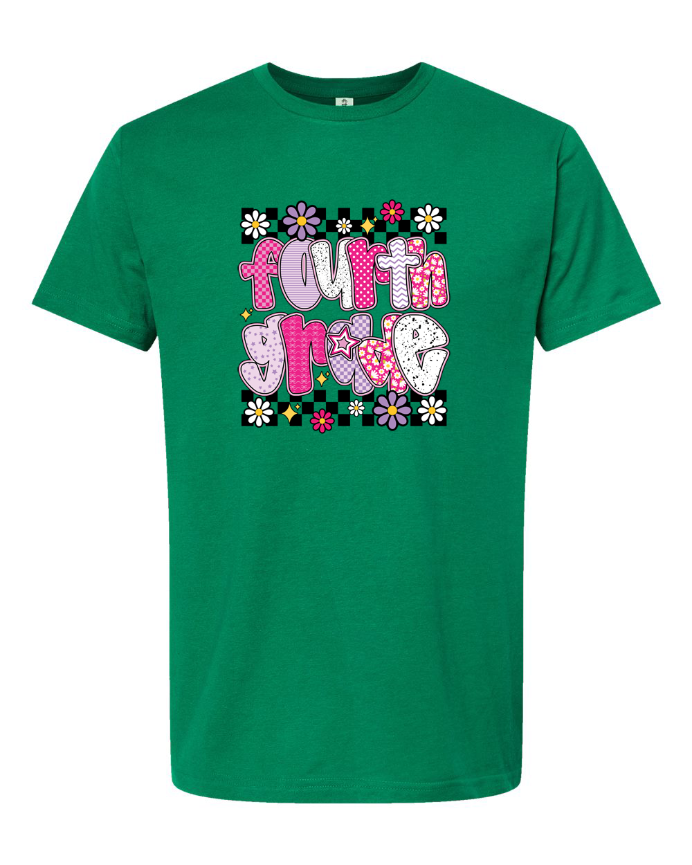 Fourth Grade Checkered Floral School Shirt