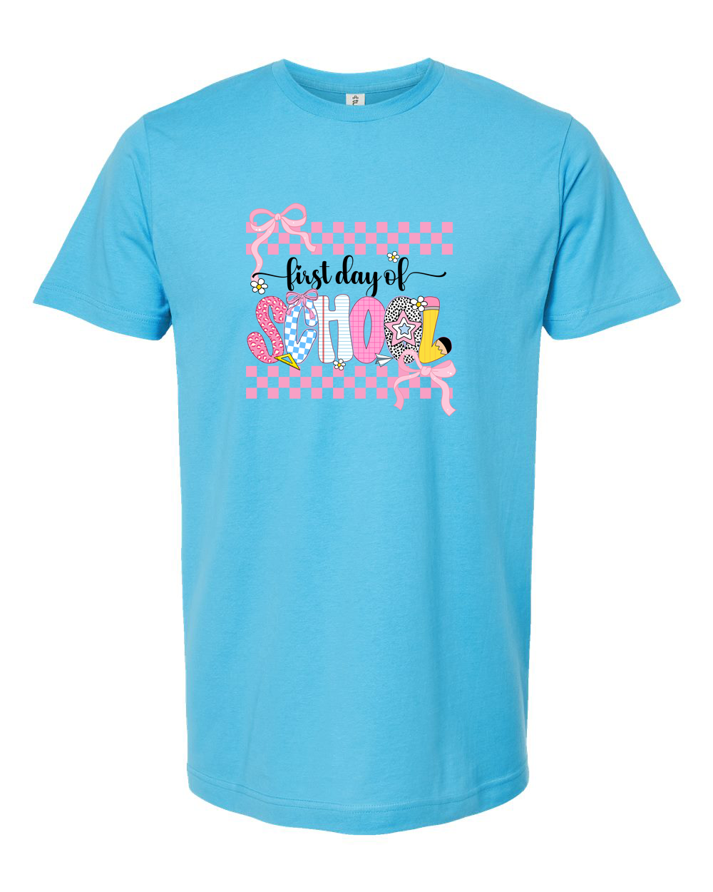 Last Day of School Pink Checkered Bow Shirt