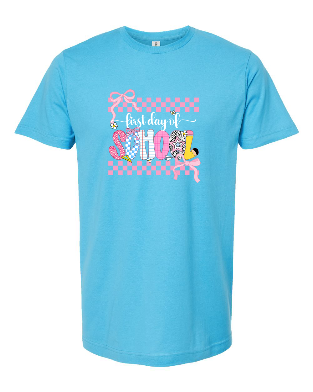 First Day of School Pink Checkered Bow Shirt