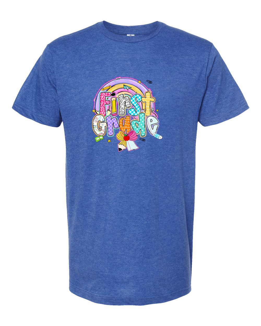 First Grade Rainbow Pencil Bow Back to School Shirt