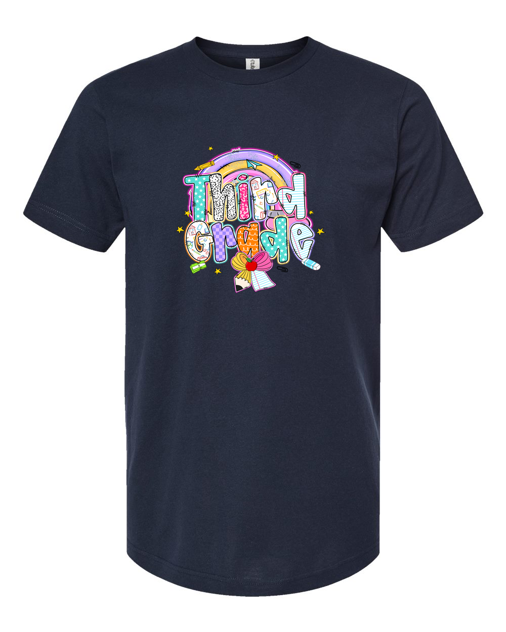 Third Grade Rainbow Pencil Bow Back to School Shirt