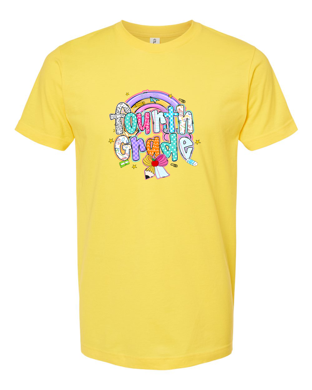 Fourth Grade Rainbow Pencil Bow Back to School Shirt