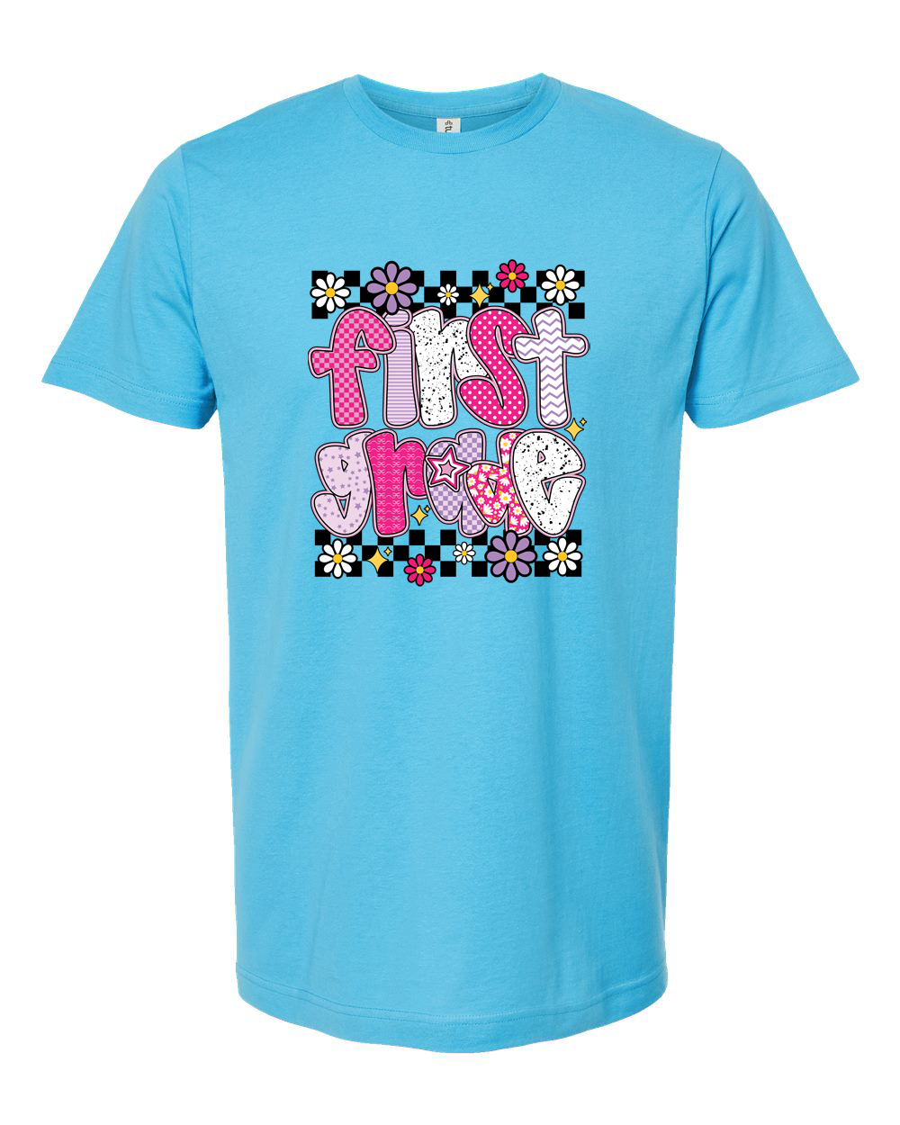First Grade Checkered Floral School Shirt