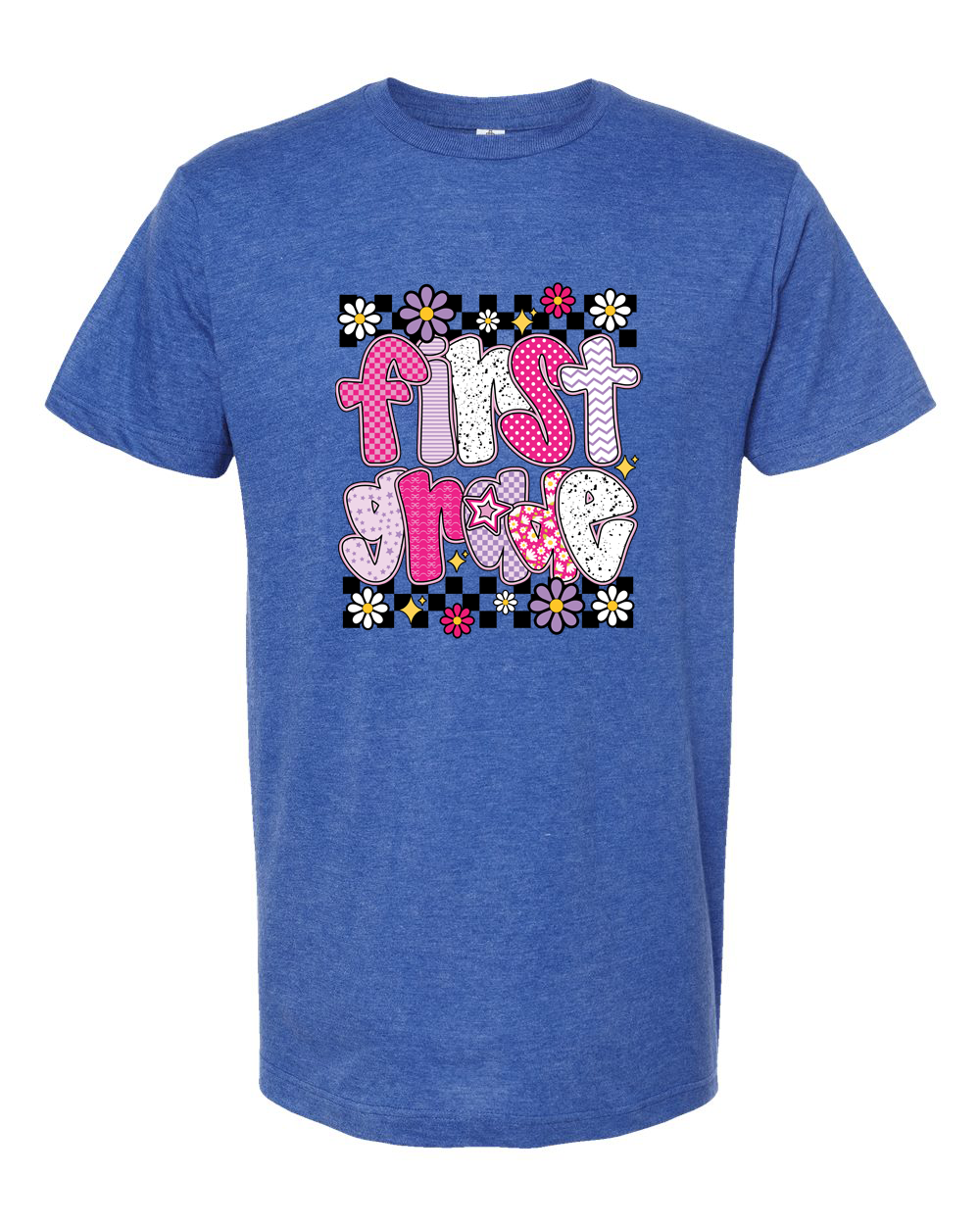 First Grade Checkered Floral School Shirt