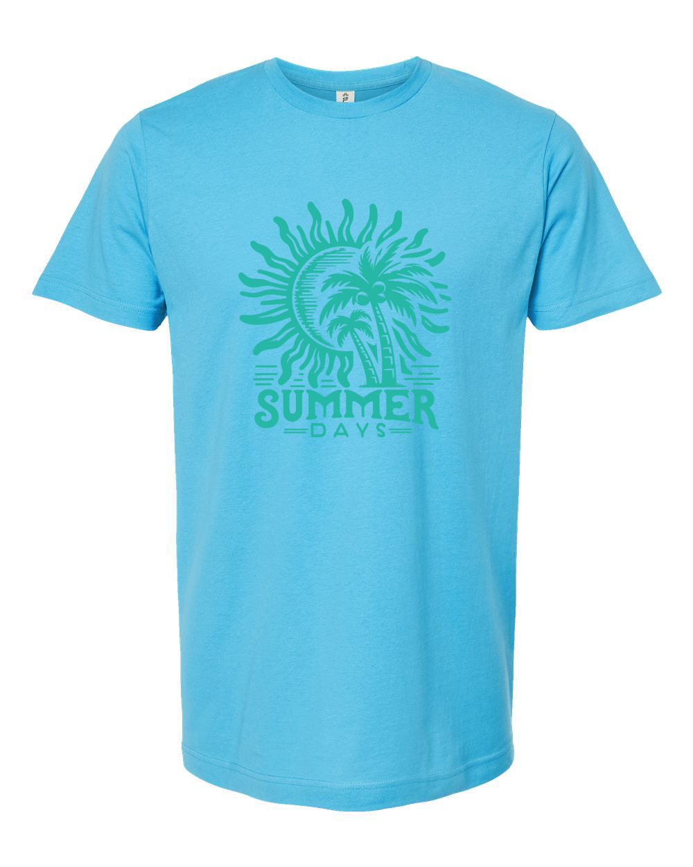 Summer Days Teal Palm Tree Sunset Tee
