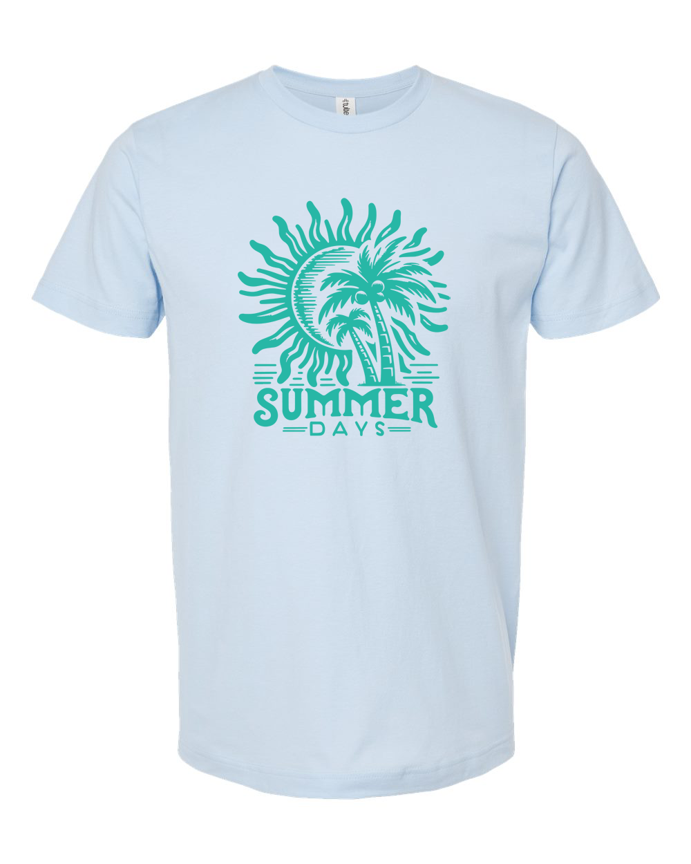 Summer Days Teal Palm Tree Sunset Tee