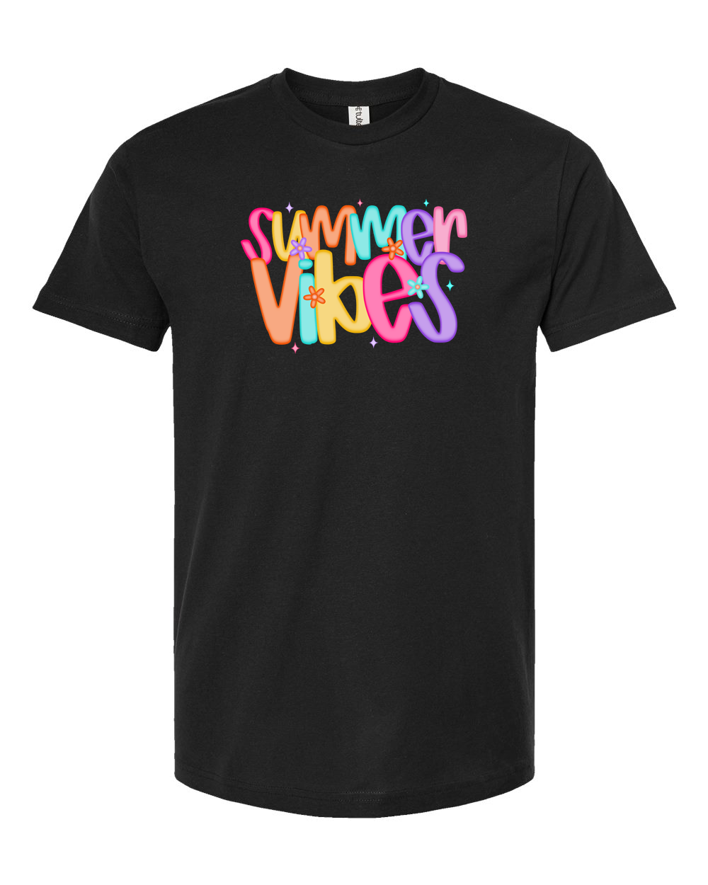 Summer Vibes Colorful Bubble Letter Tee