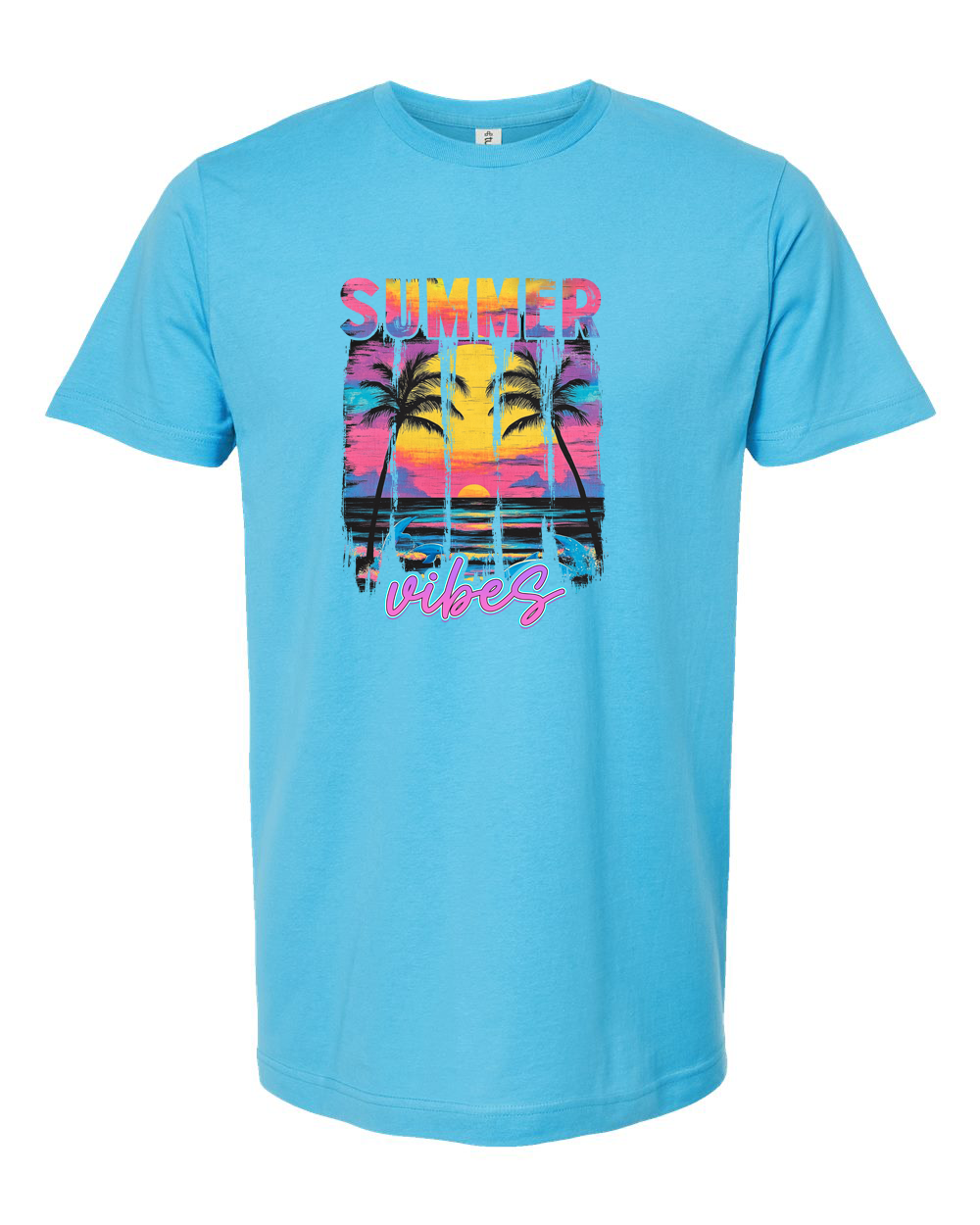 Summer Vibes Tropical Sunset Palm Tree Tee