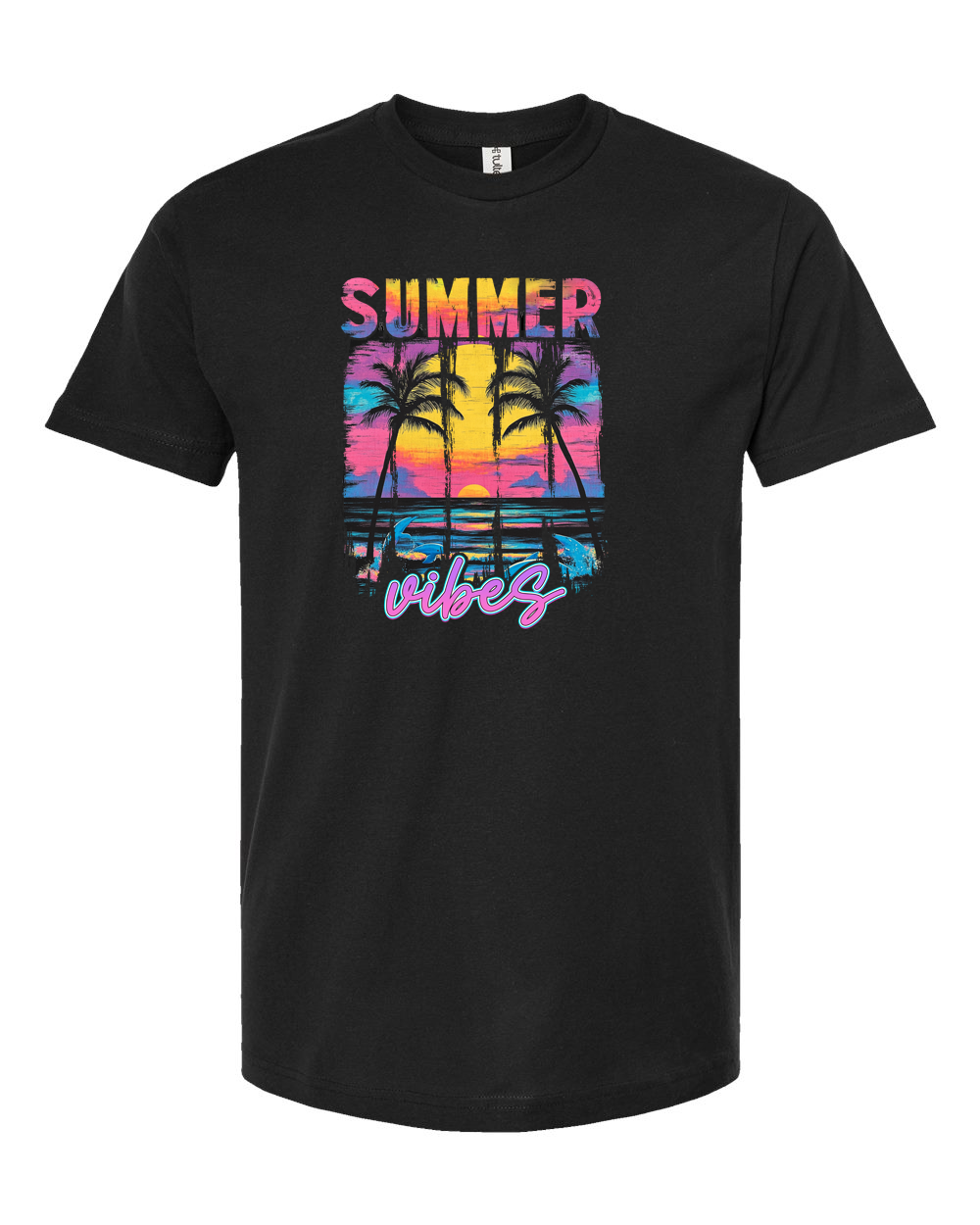 Summer Vibes Tropical Sunset Palm Tree Tee