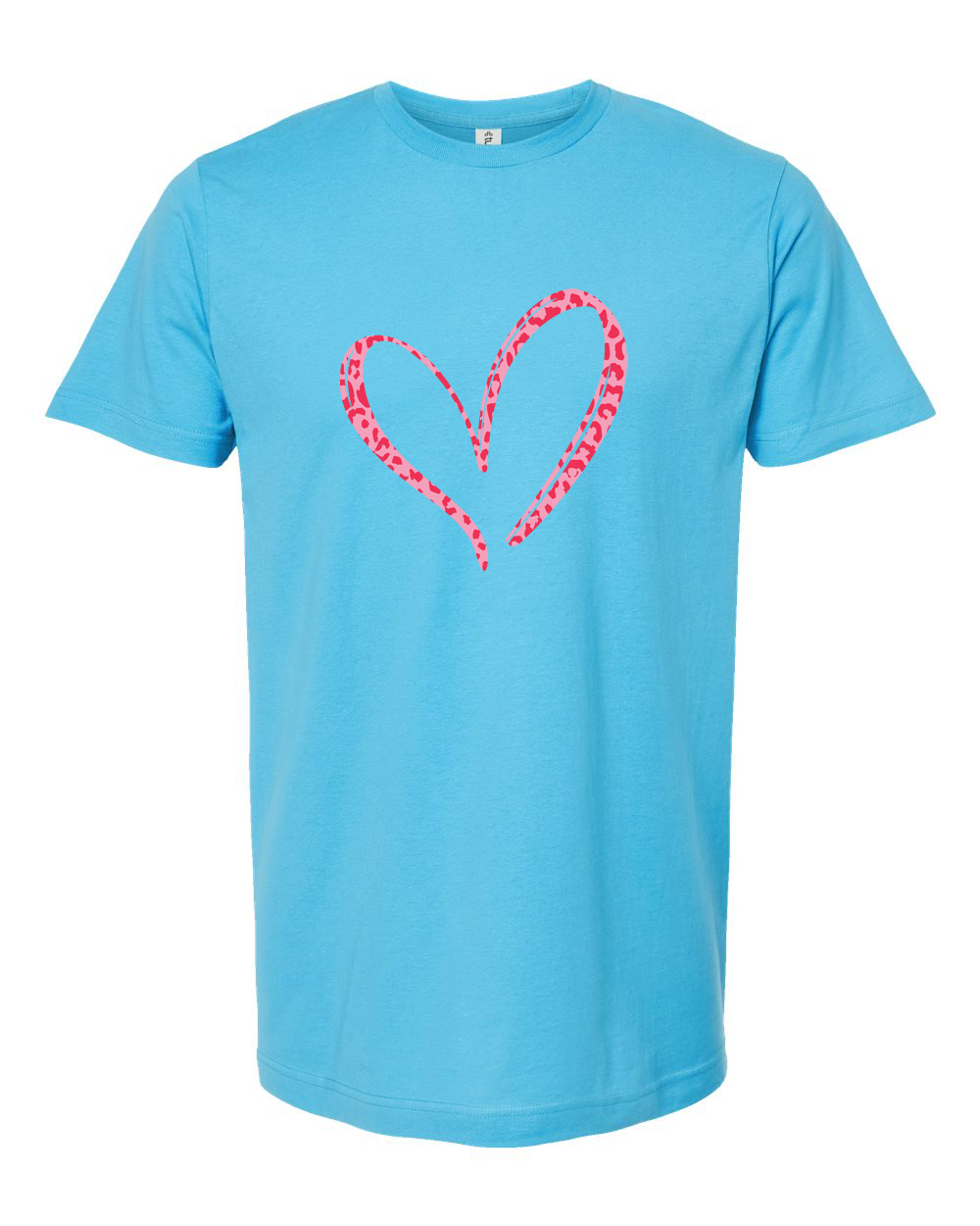 Pink Leopard Heart Outline With Love Script T-Shirt