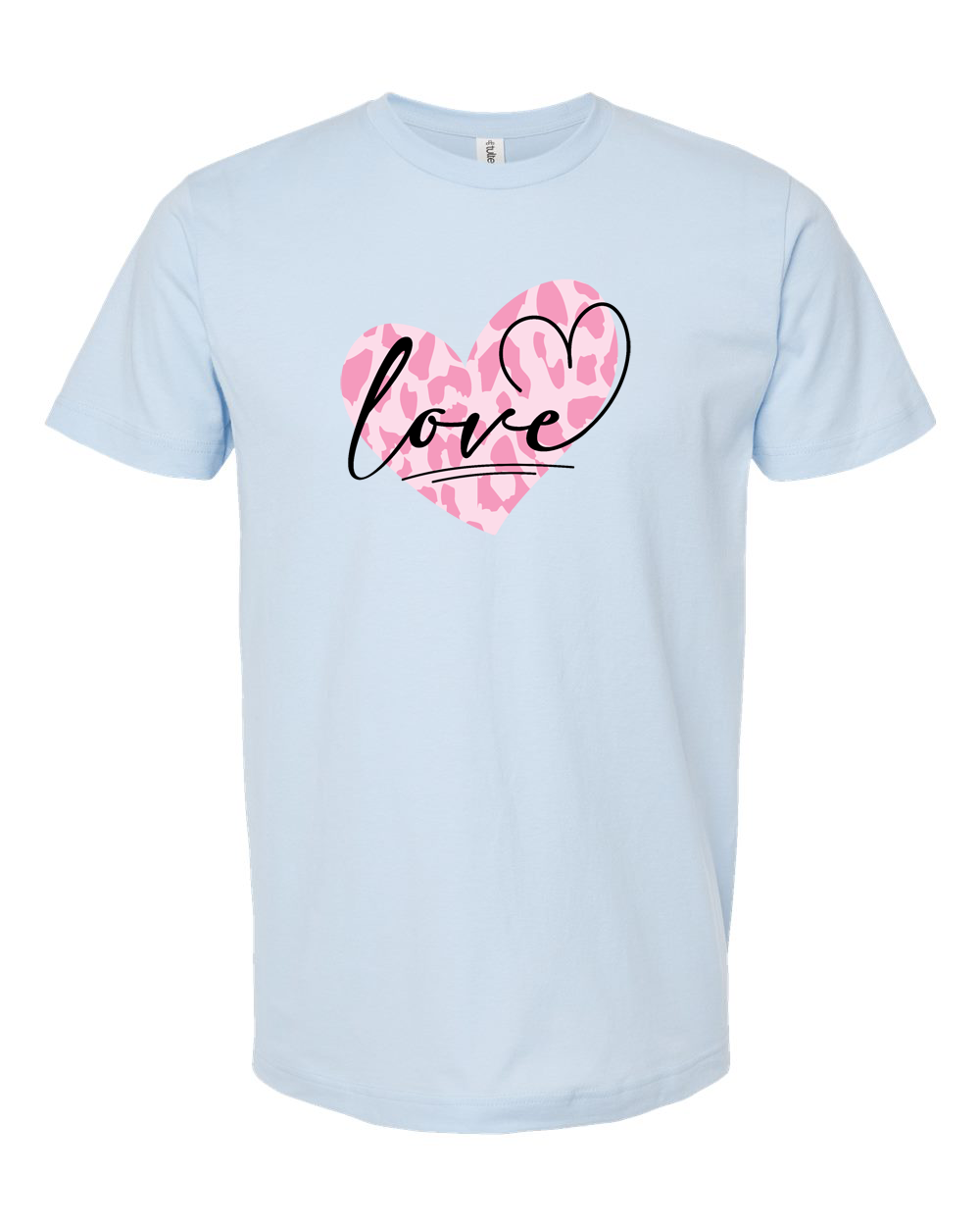 Love Script on Pink Leopard Pattern T-Shirt