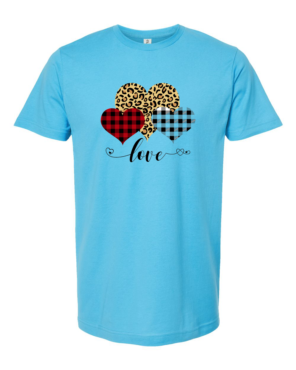 Mixed Pattern Heart Trio Love Design T-Shirt