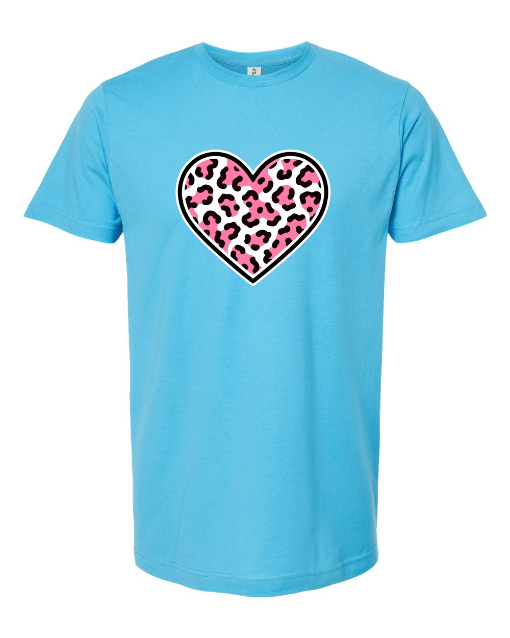Pink Leopard Heart Outline Graphic Tee