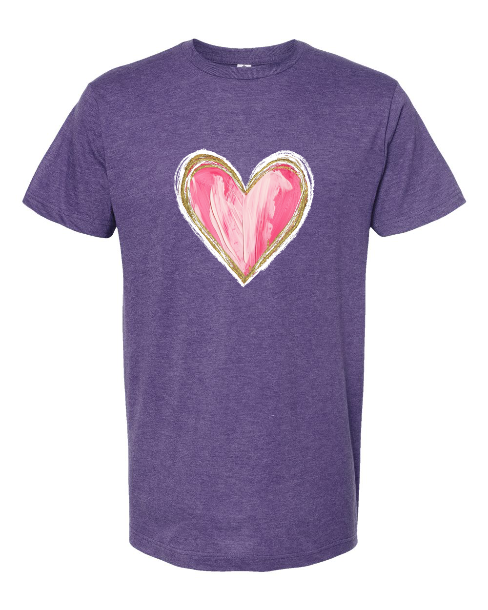 Pink Brushstroke Heart with Gold Glitter Border Tee