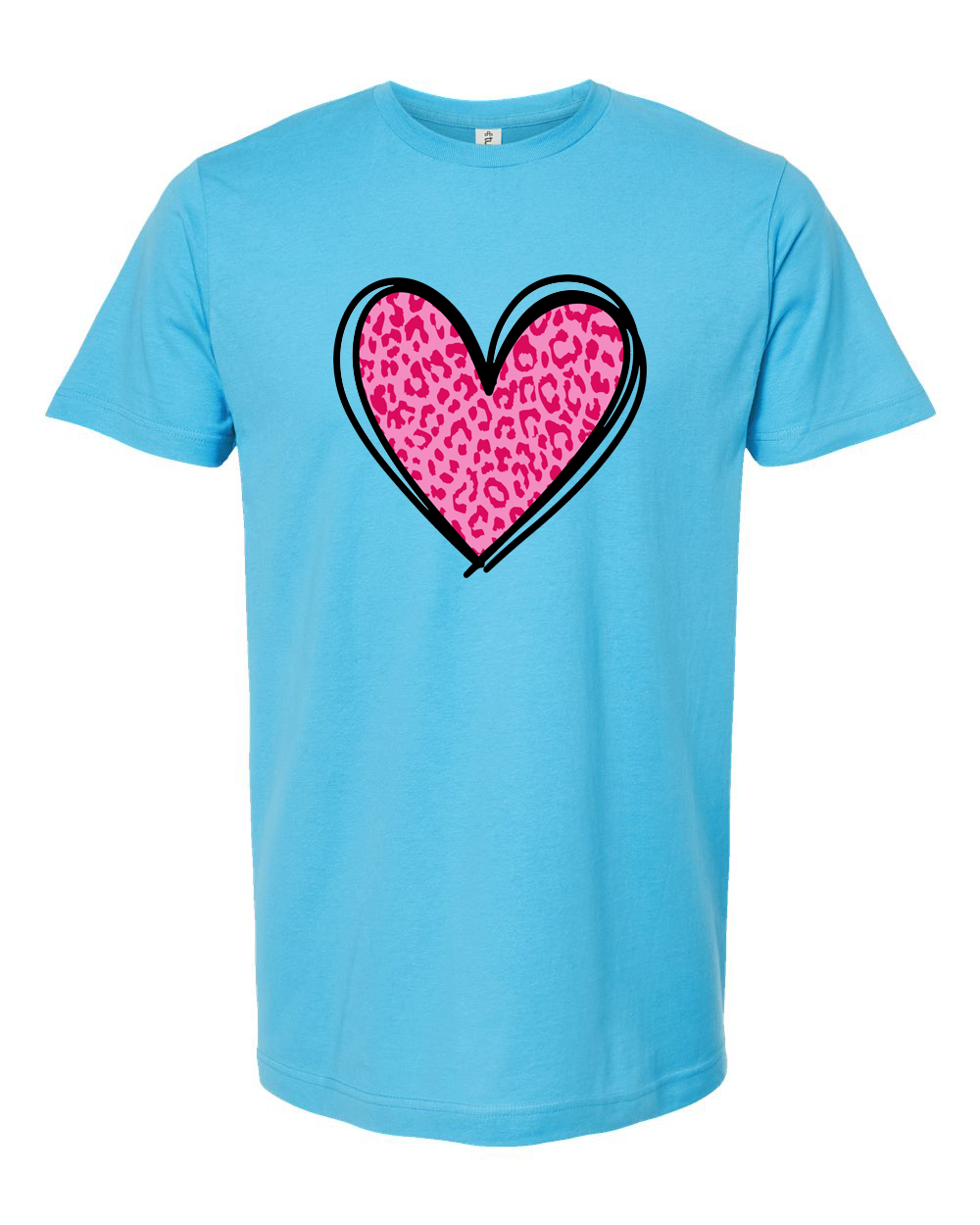 Pink Leopard Heart Outline Valentine T-Shirt