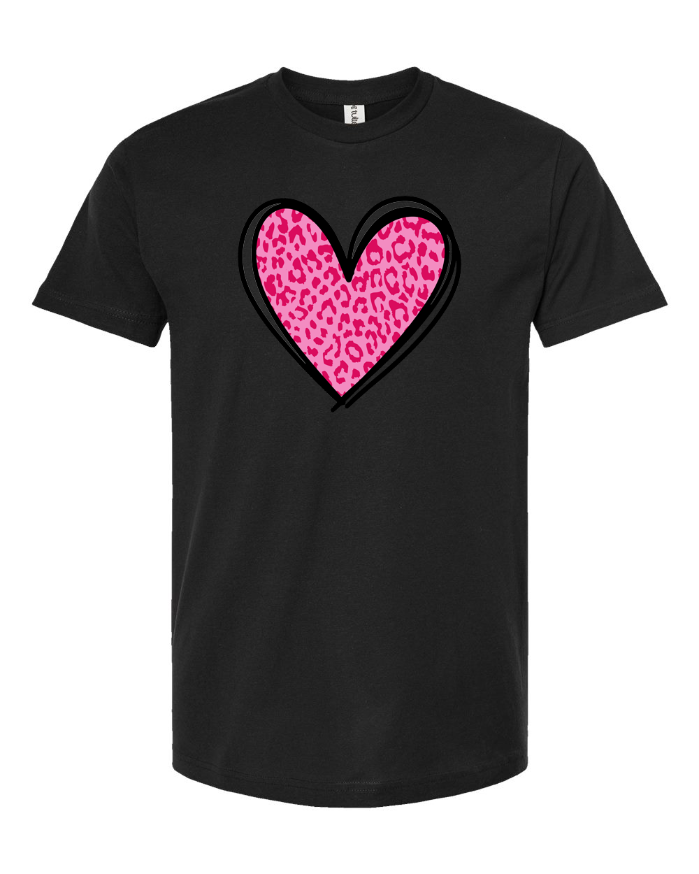 Pink Leopard Heart Outline Valentine T-Shirt